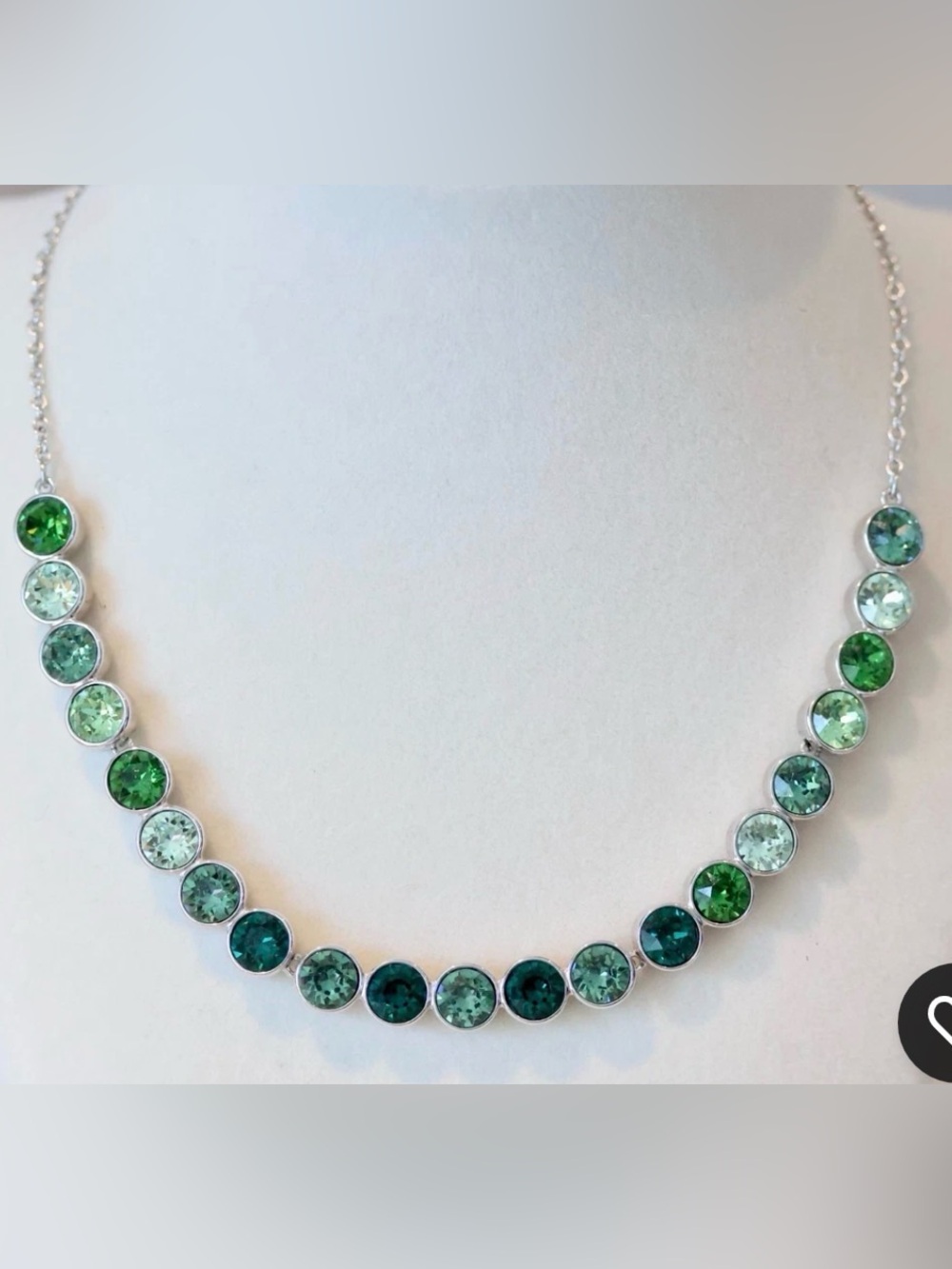 Touchstone Crystal Sterling Silver Multi-Green Crystal Station Necklace